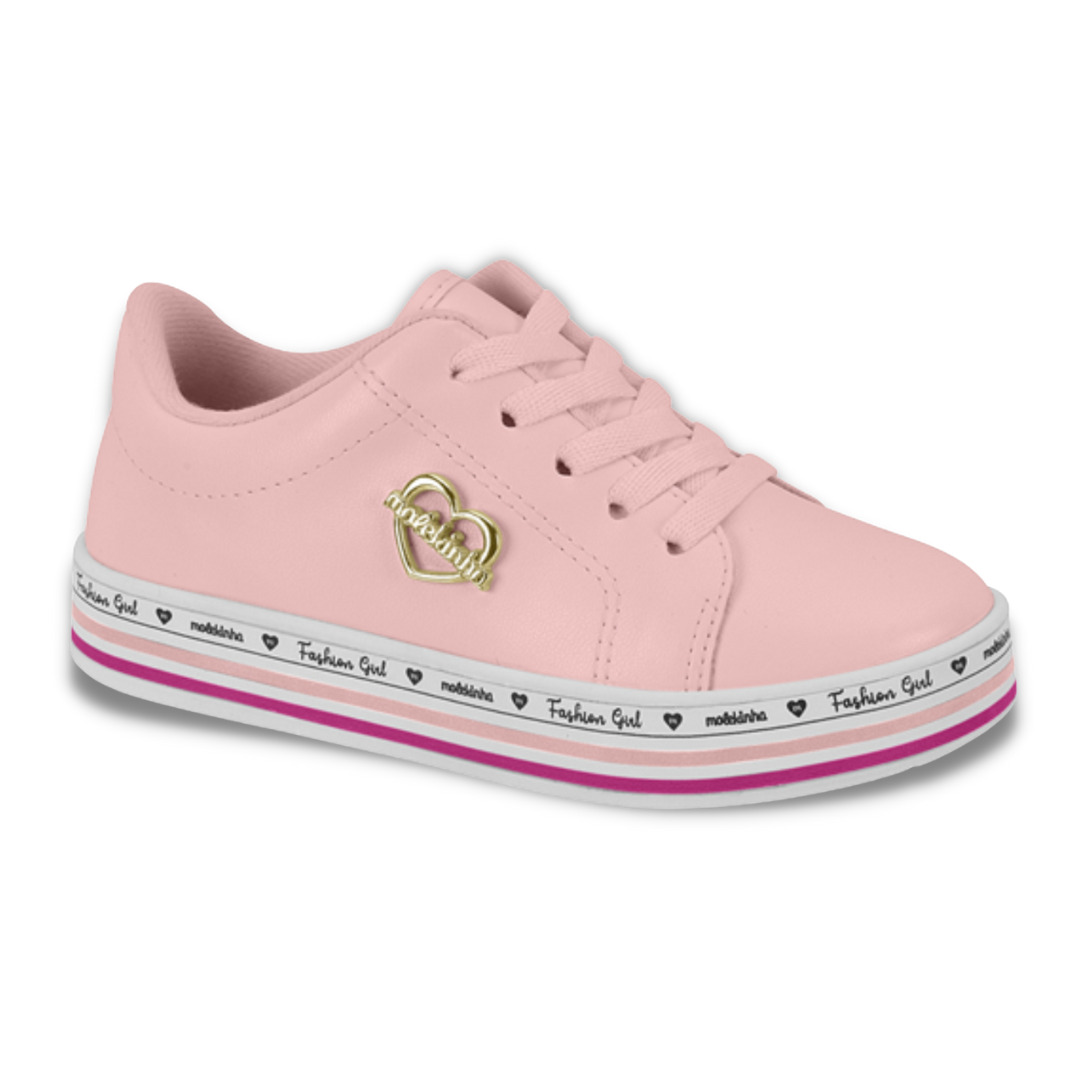 Tênis Infantil Molekinha Flatform Rosa Sol e Lua Calçados